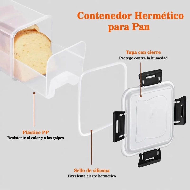 PACK DE 2 ORGANIZADORES HERME TICOS PARA PAN CON BANDEJA EXTRAIBLE - 9