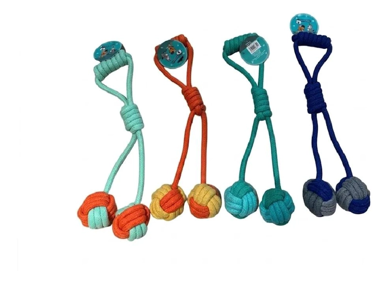 JUGUETE MORDEDOR RESISTENTE PARA PERROS CON DOBLE PELOTA - 1