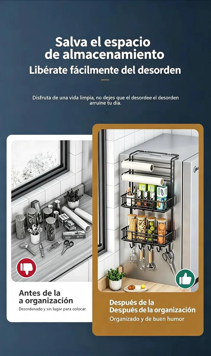 ORGANIZADOR COLGANTE PARA COCINA Y NEVERA CON GANCHOS - 8
