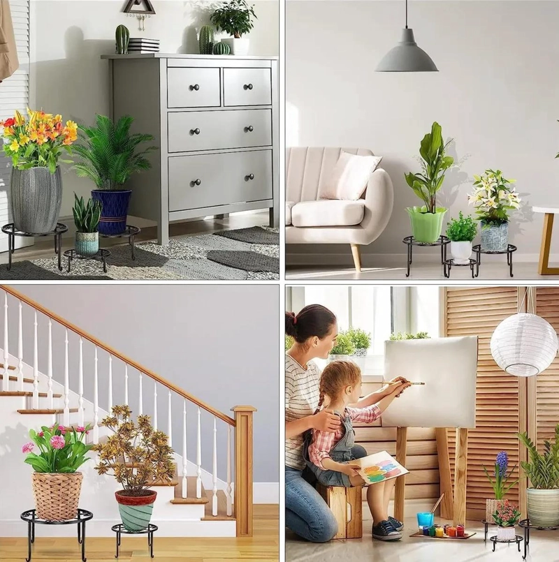 SET DE 5 SOPORTES METALICOS PARA MACETAS CON DISEÑO ELEGANTE Y RESISTENTE - 7