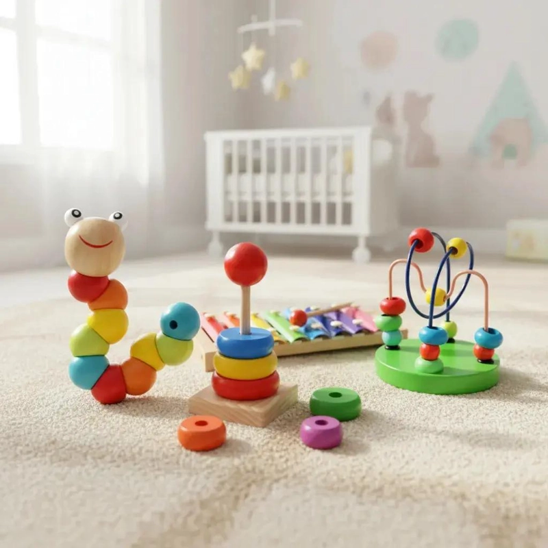 SET DE JUGUETES DIDACTICOS DE MADERA PARA BEBE S - 1