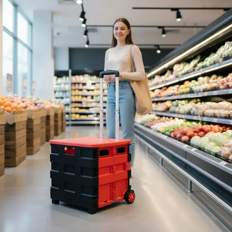 CARRITO PLEGABLE ORGANIZADOR DE PLASTICO CON RUEDAS - 5