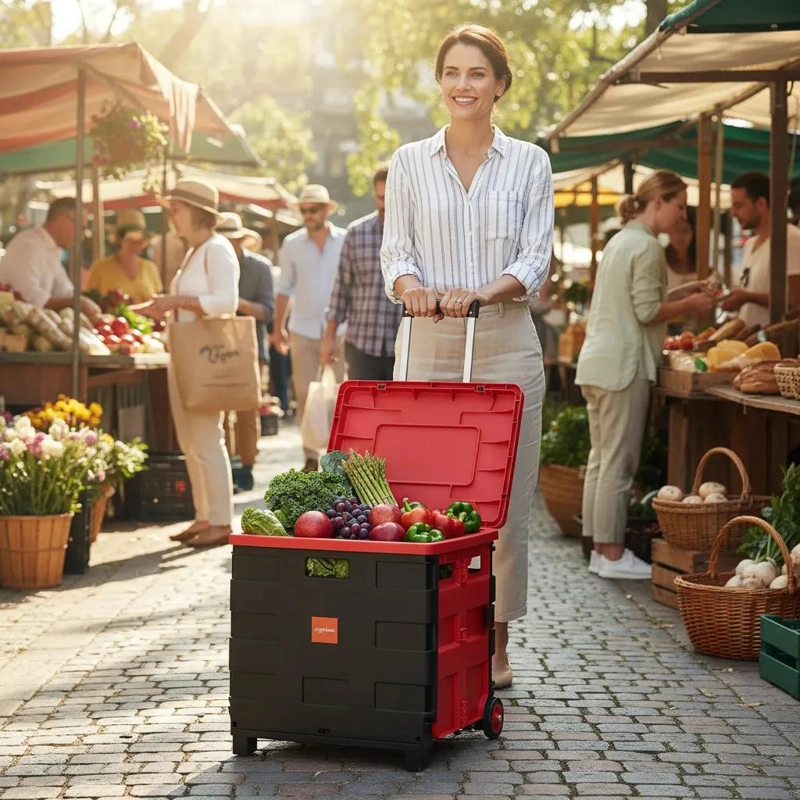 CARRITO PLEGABLE ORGANIZADOR DE PLASTICO CON RUEDAS - 8