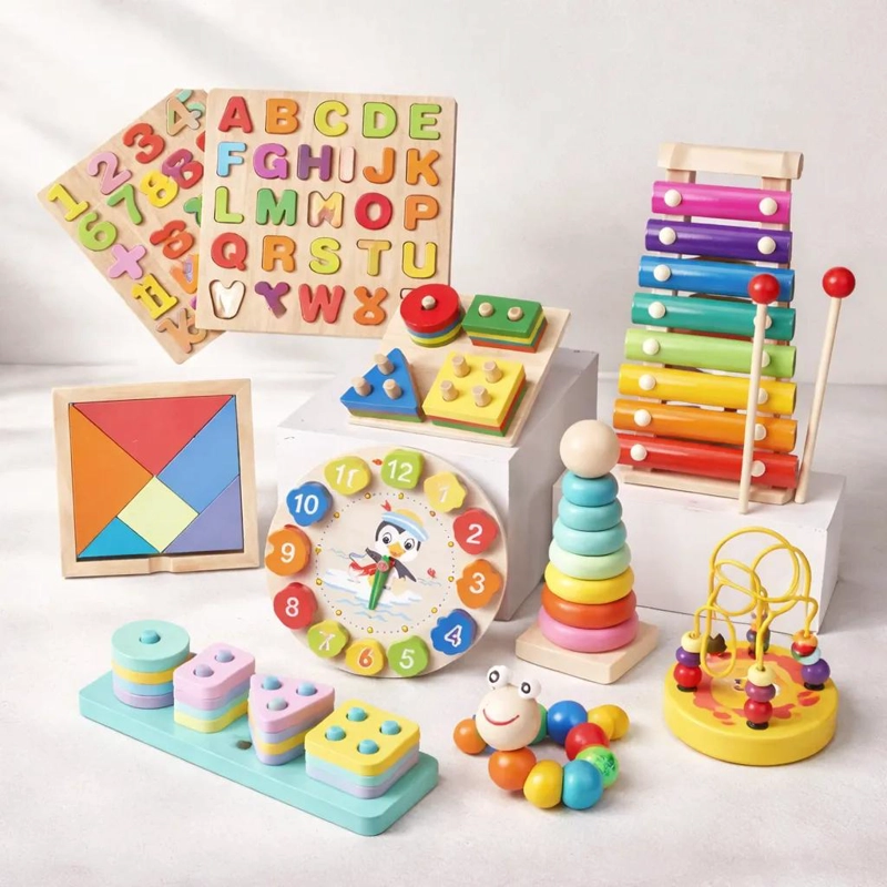 SET DIDACTICO DE MADERA 10 PIEZAS PARA APRENDIZAJE INFANTIL - 3