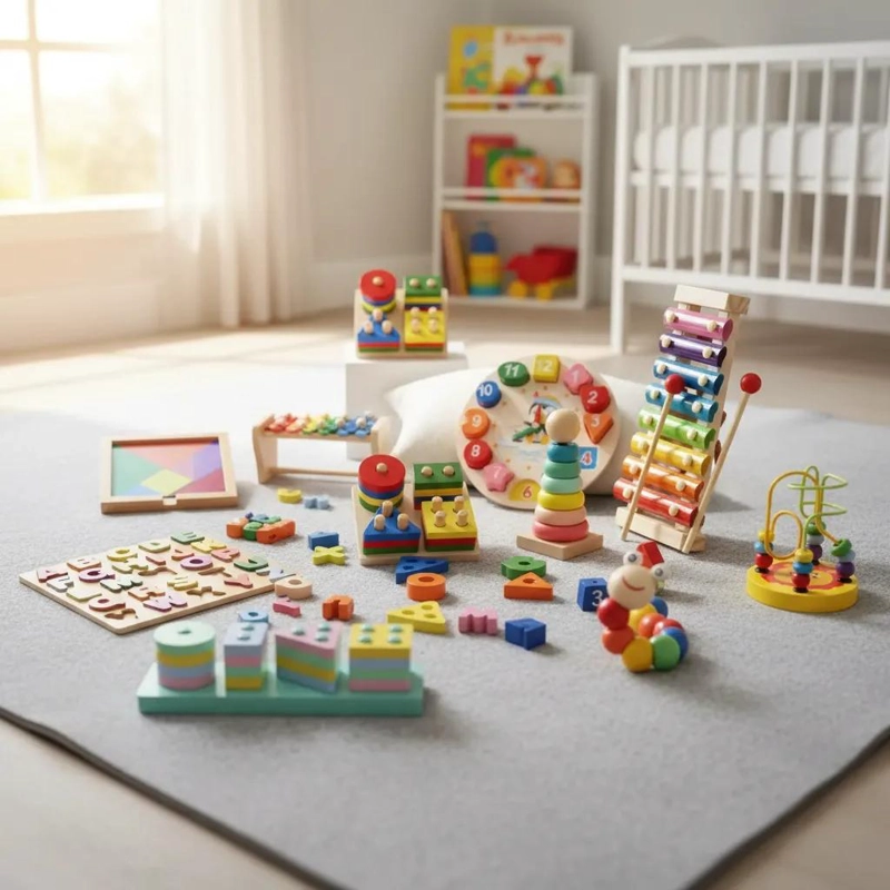 SET DIDACTICO DE MADERA 10 PIEZAS PARA APRENDIZAJE INFANTIL - 4