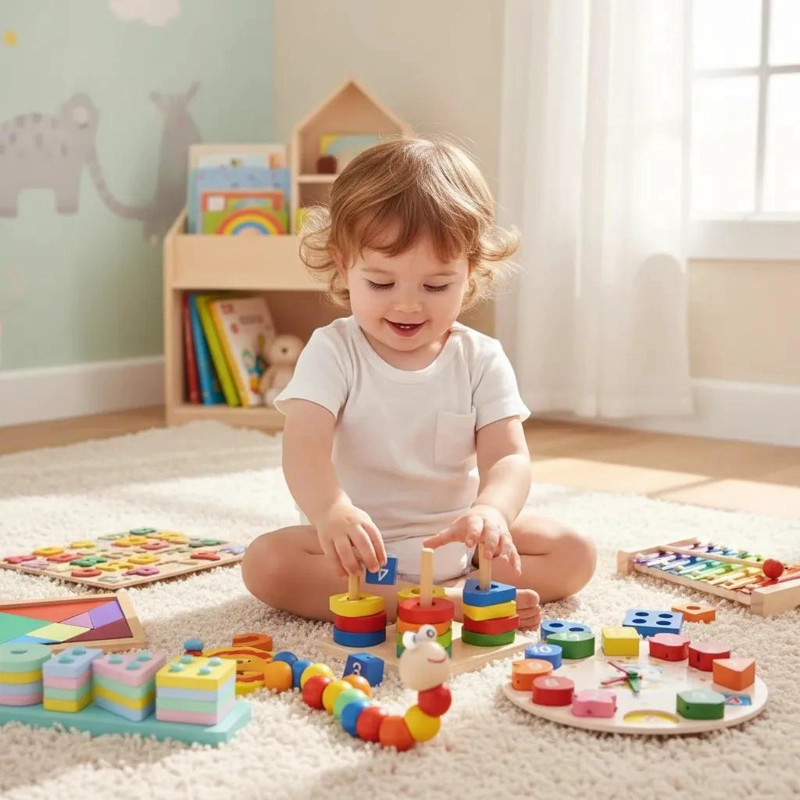SET DIDACTICO DE MADERA 10 PIEZAS PARA APRENDIZAJE INFANTIL - 6