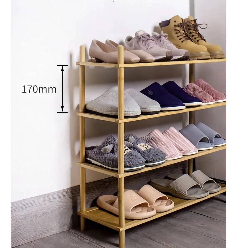 ZAPATERO ORGANIZADOR DE BAMBU CON 4 NIVELES PARA CALZADO - 3