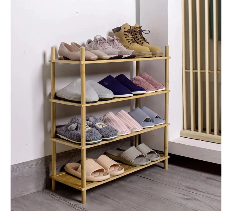 ZAPATERO ORGANIZADOR DE BAMBU CON 4 NIVELES PARA CALZADO - 7