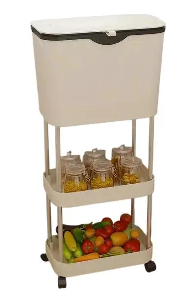 ESTANTE VERTICAL ORGANIZADOR CON TACHO PARA COCINA - 1