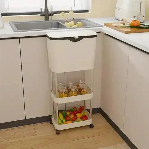ESTANTE VERTICAL ORGANIZADOR CON TACHO PARA COCINA - 2