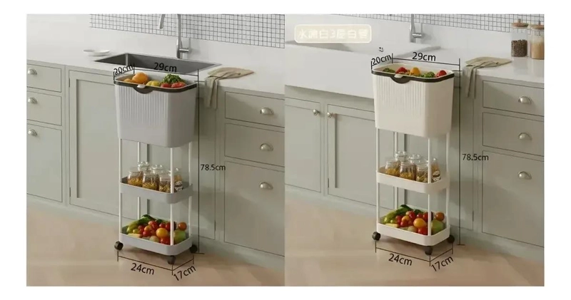 ESTANTE VERTICAL ORGANIZADOR CON TACHO PARA COCINA - 3