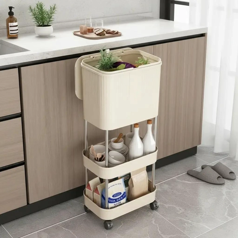 ESTANTE VERTICAL ORGANIZADOR CON TACHO PARA COCINA - 6