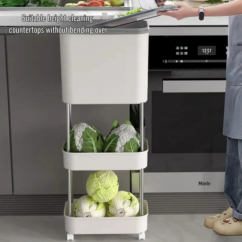 ESTANTE VERTICAL ORGANIZADOR CON TACHO PARA COCINA - 8