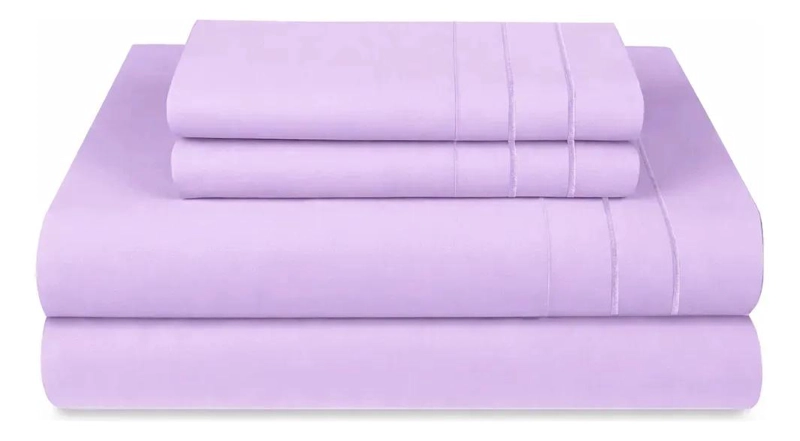 JUEGO DE SABANAS DE LUJO 1,5 PLAZA COLOR LAVANDA CON TACTO SUAVE - 1