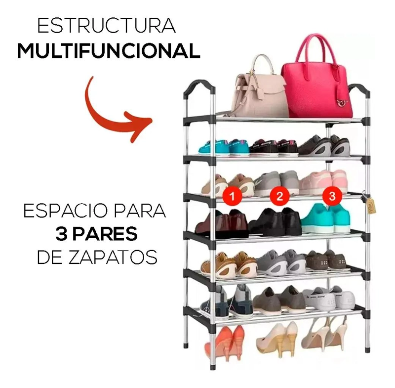ZAPATERO ORGANIZADOR DE 6 NIVELES COLOR NEGRO PARA CALZADO - 5