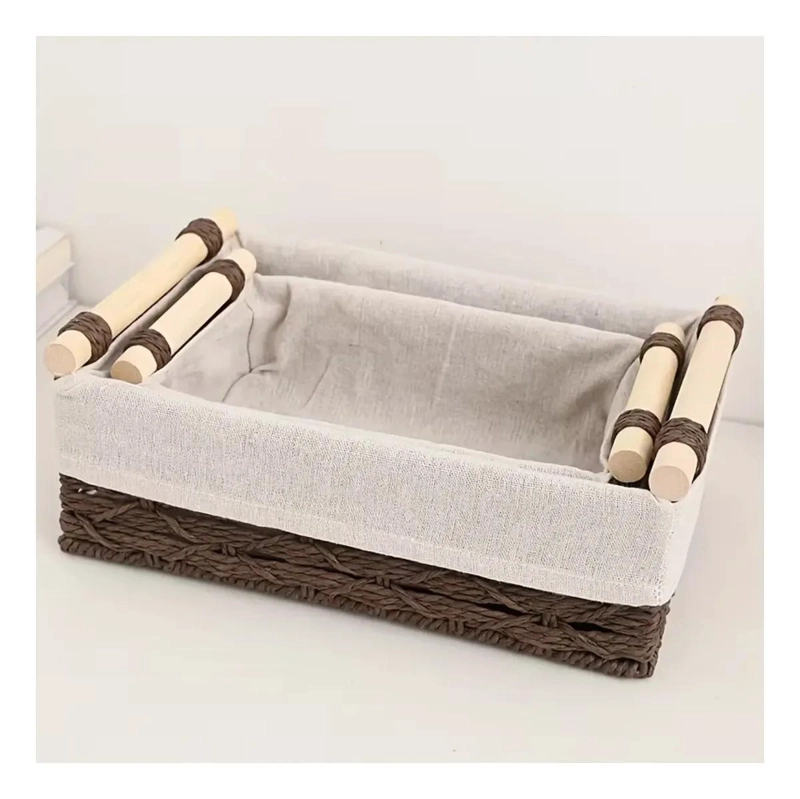 SET DE 2 CANASTAS TEJIDAS CON MANILLAS PARA ORGANIZAR ESPACIOS - 3