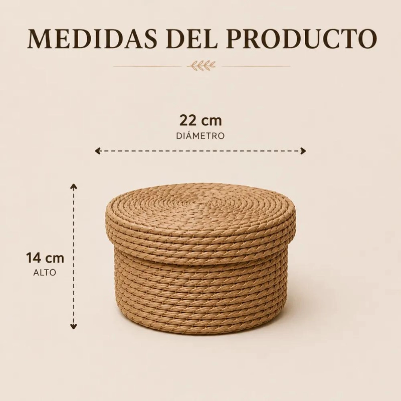 CANASTO DE YUTE TEJIDO CON TAPA PARA ORGANIZACION DEL HOGAR - 6