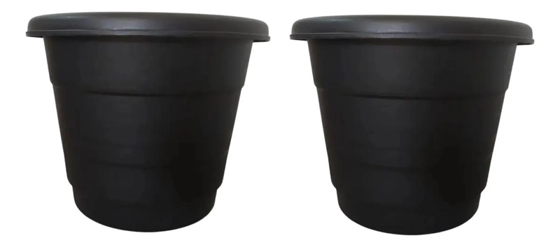 PACK DE 2 MACETEROS NEGROS LISO PARA DECORACION - 1