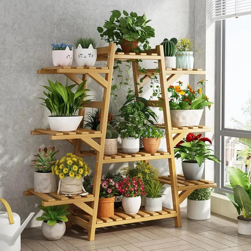 MACETERO DE BAMBU CON 9 REPISAS PARA PLANTAS - 6