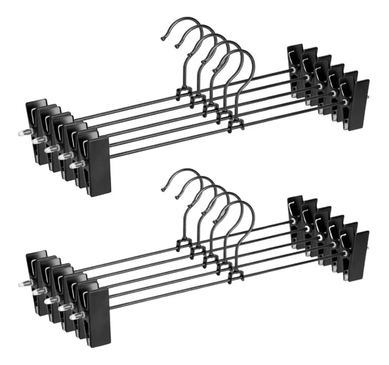 COLGADORES METALICOS CON PINZA PARA PANTALONES 10 UNIDADES - 1