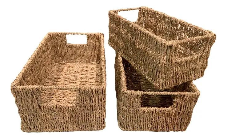 CANASTO ORGANIZADOR DE SEAGRASS PARA DECORACION DEL HOGAR - 2