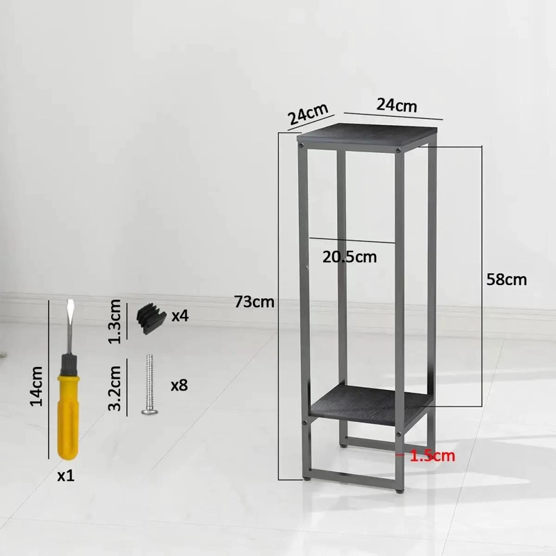 MACETERO DE DOS NIVELES CON PEDESTAL NEGRO DE 73 CM - 2