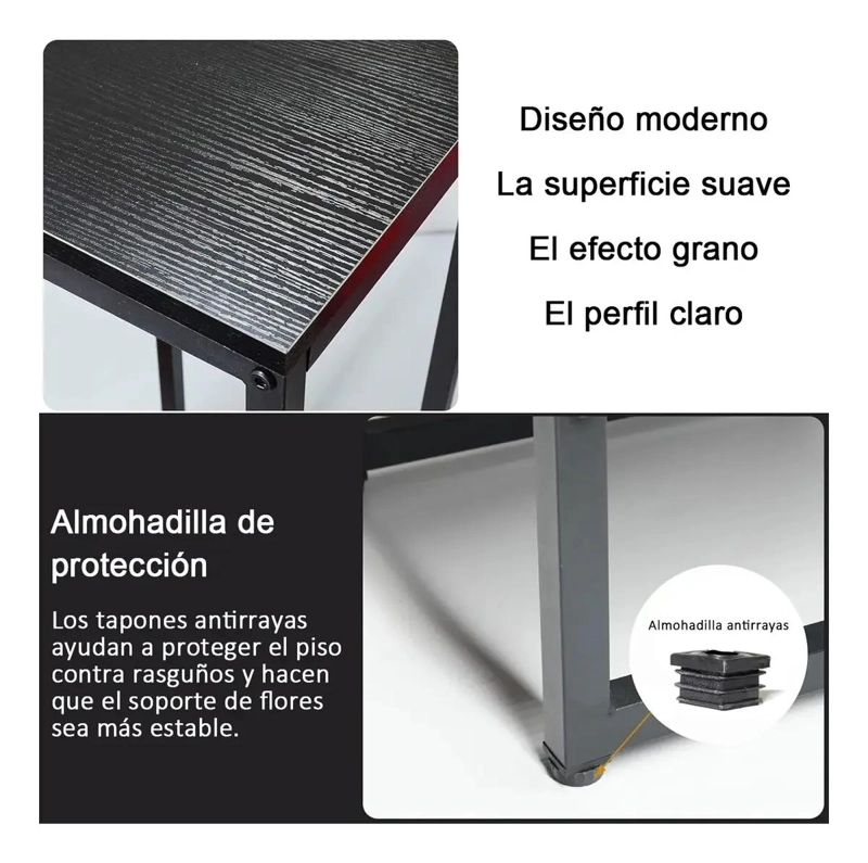 MACETERO DE DOS NIVELES CON PEDESTAL NEGRO DE 73 CM - 3