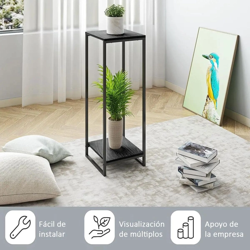 MACETERO DE DOS NIVELES CON PEDESTAL NEGRO DE 73 CM - 5