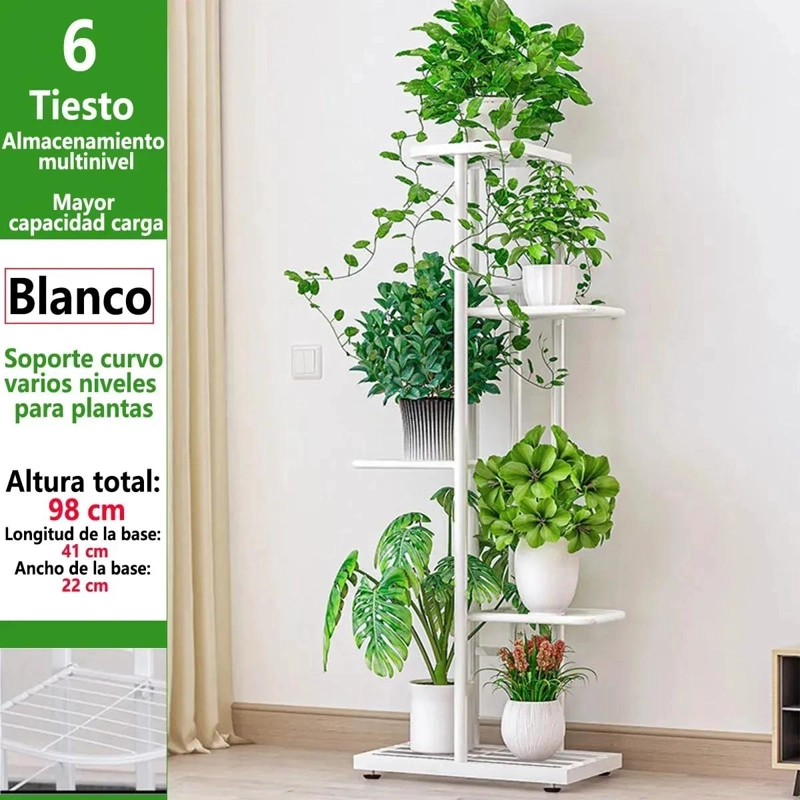 SOPORTE METALICO VERTICAL PARA 6 MACETAS EN JARDIN O BALCON - 2