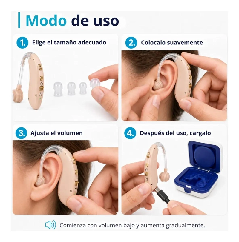 AUDIFONO AMPLIFICADOR DIGITAL RECARGABLE PARA SORDERA - 2