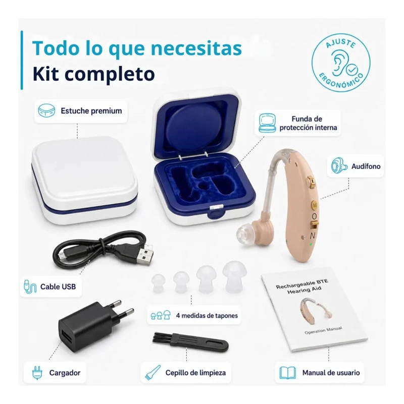 AUDIFONO AMPLIFICADOR DIGITAL RECARGABLE PARA SORDERA - 5