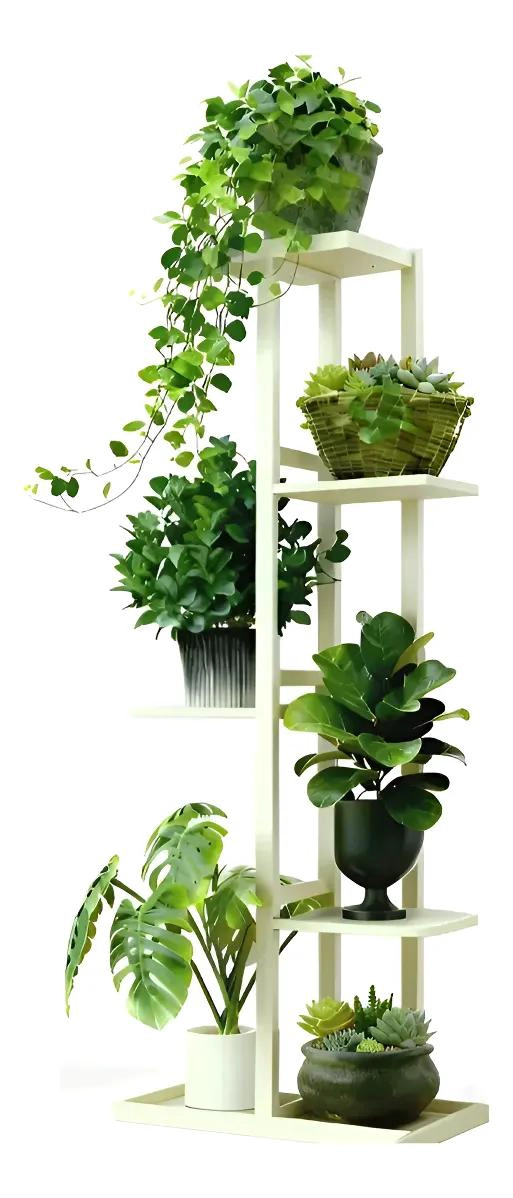 SOPORTE METALICO VERTICAL PARA 6 MACETAS EN JARDIN O BALCON - 1