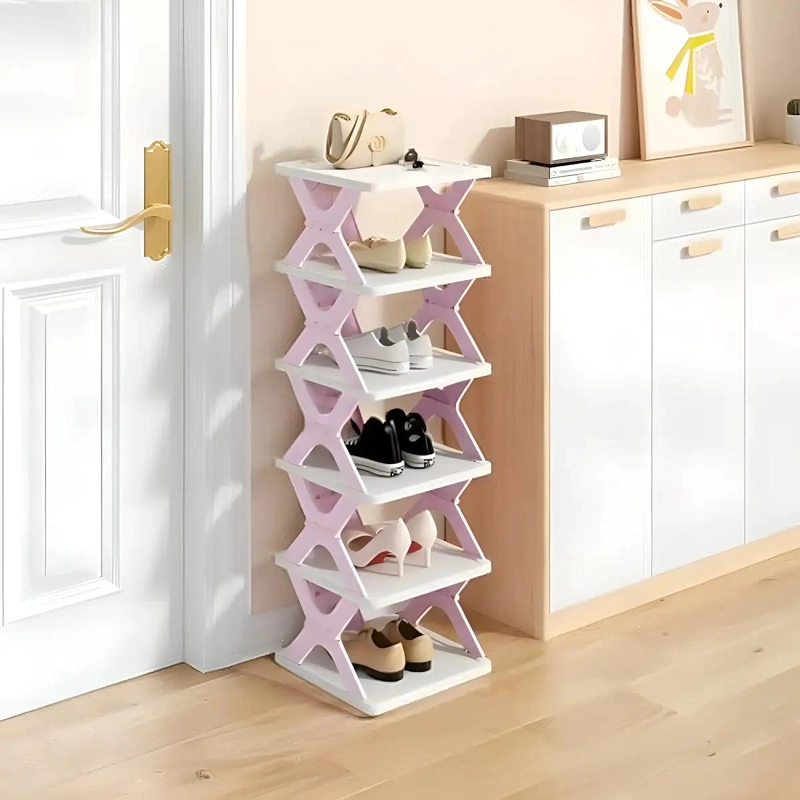 RACK ORGANIZADOR DE ZAPATOS MELAMINA BLANCO CON 6 ESTANTES - 1
