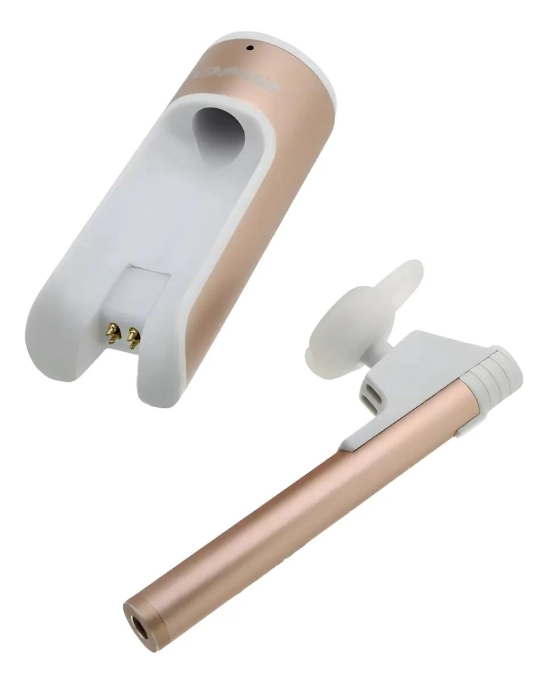 AUDIFONOS IN-EAR BLUETOOTH CON MICROFONO Y BASE DE CARGA ROSA ORO - 1