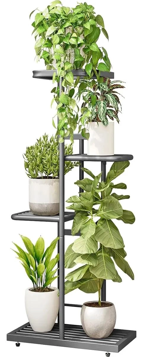 SOPORTE METALICO PARA 5 MACETAS CON 4 NIVELES Y DISEÑO RESISTENTE - 1
