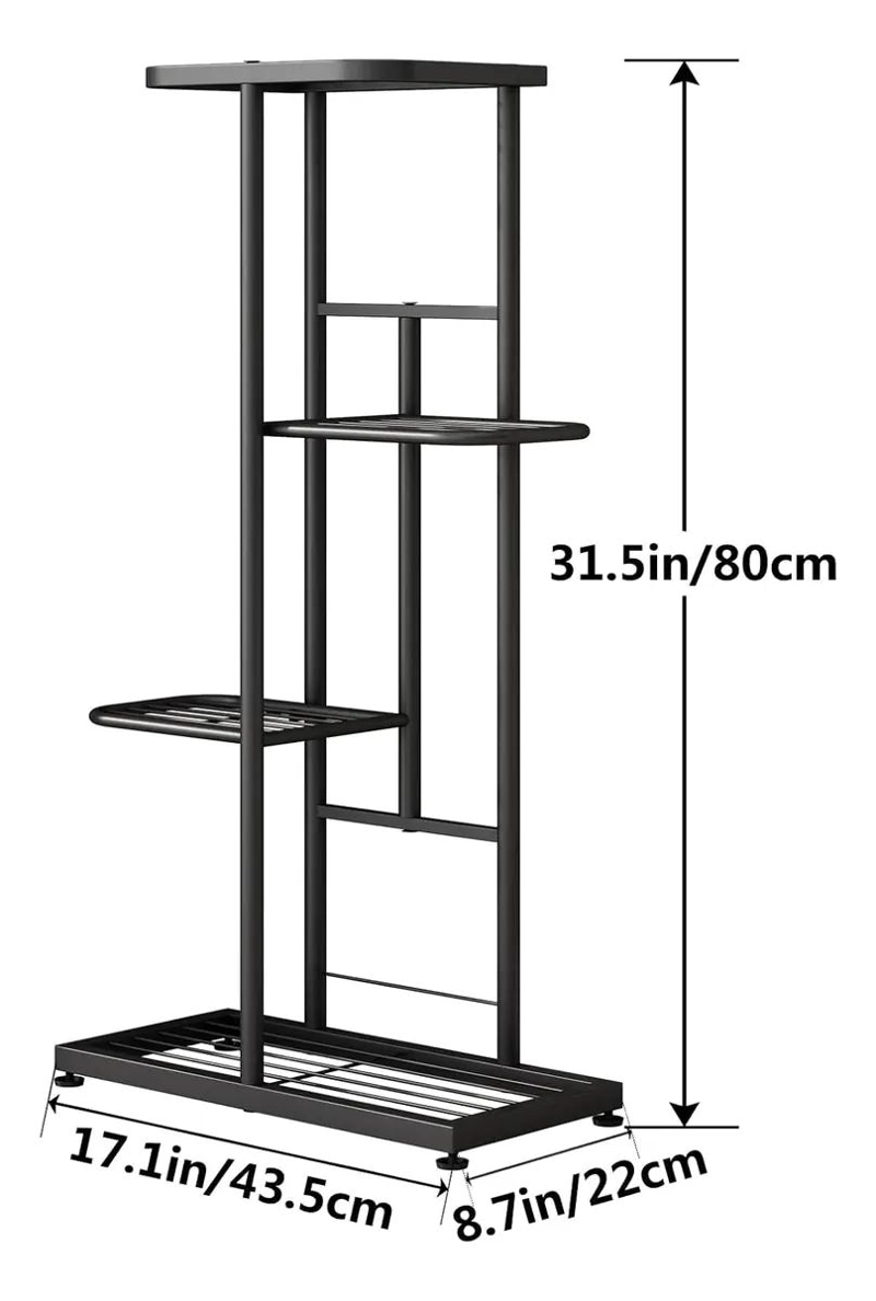 SOPORTE METALICO PARA 5 MACETAS CON 4 NIVELES Y DISEÑO RESISTENTE - 3
