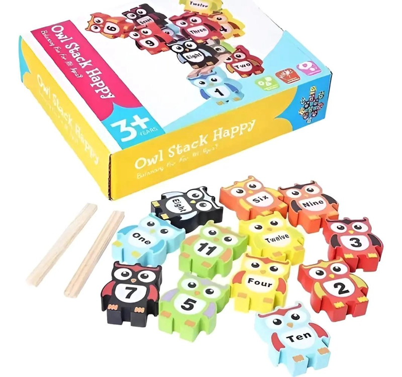 PUZLE DIDACTICO DE BUHOS APILABLES PARA NIÑOS - 1