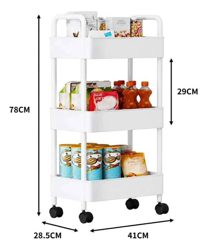 CARRO ORGANIZADOR MULTIUSO 3 NIVELES CON RUEDAS COLOR BLANCO - 6