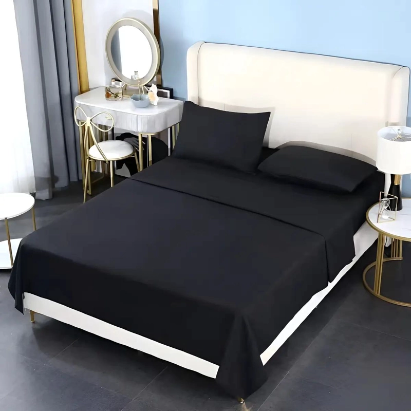 JUEGO DE SABANAS 200 HILOS 2 PLAZAS NEGRO 4 PIEZAS - 3