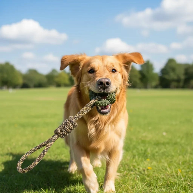 MORDEDOR DENTAL CON CUERDA Y ANILLO PARA PERROS 30CM - 5