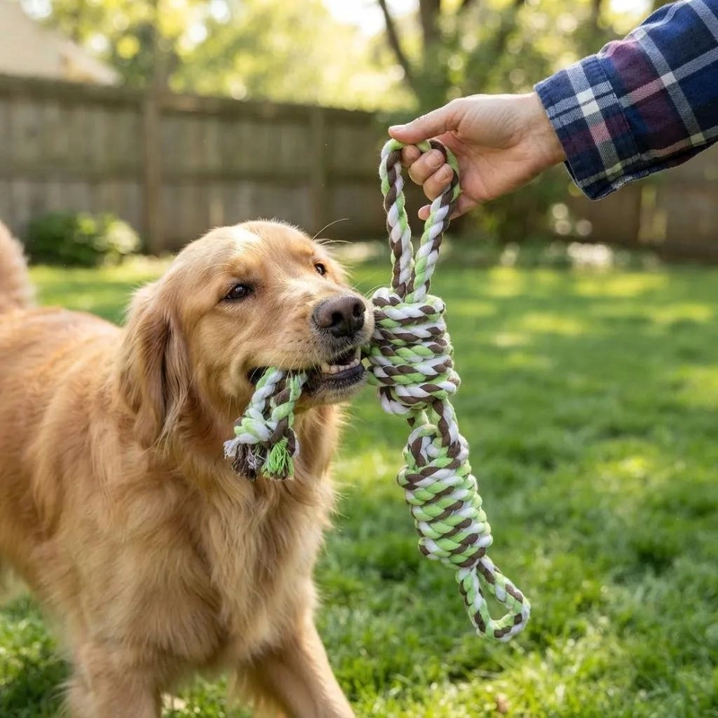JUGUETE MORDEDOR CUERDA TRENZADA PARA PERROS GRANDES - 3