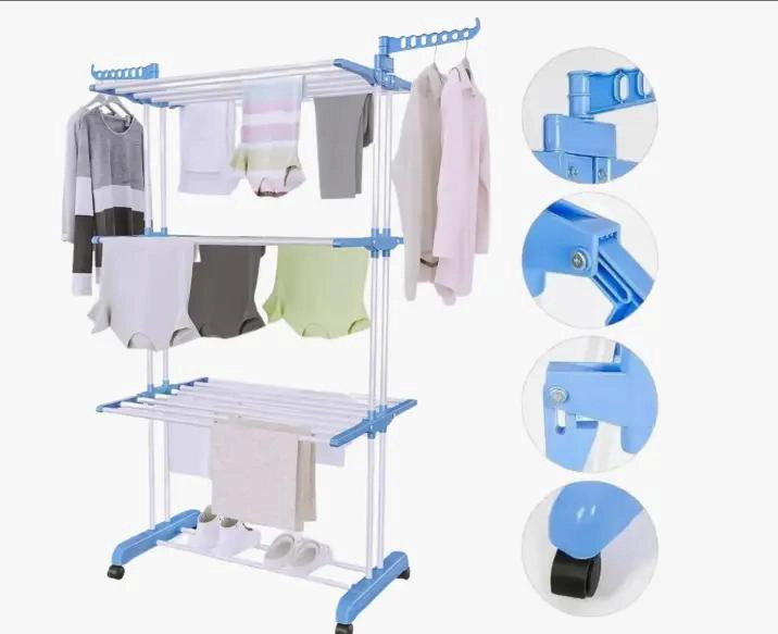 TENDEDERO COLGADOR PLEGABLE DE 3 NIVELES PARA ROPA - 1