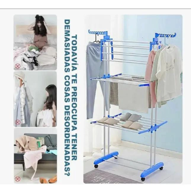 TENDEDERO COLGADOR PLEGABLE DE 3 NIVELES PARA ROPA - 2