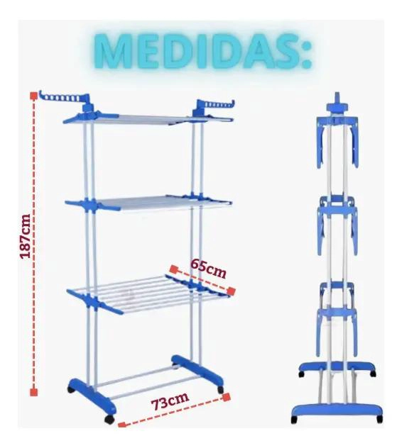 TENDEDERO COLGADOR PLEGABLE DE 3 NIVELES PARA ROPA - 3