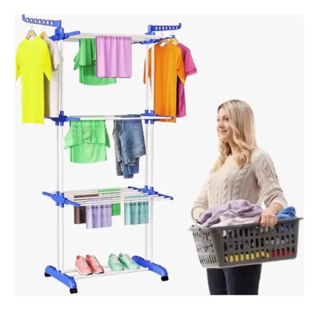 TENDEDERO COLGADOR PLEGABLE DE 3 NIVELES PARA ROPA - 4