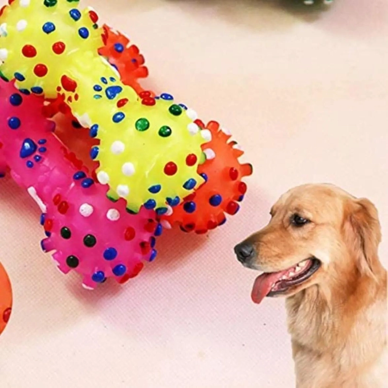 SET DE 4 PELOTAS COLORIDAS PARA PERROS CON SONIDO - 5