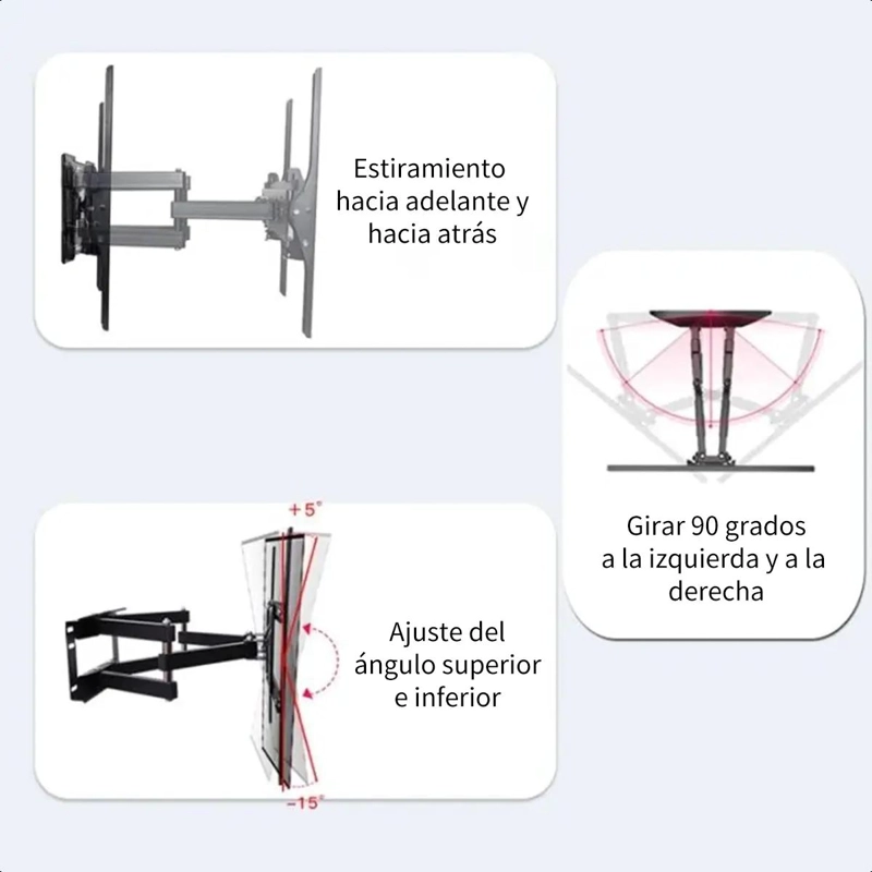 SOPORTE DE PARED ARTICULADO PARA TELEVISORES DE 40 A 80 PULGADAS - 4