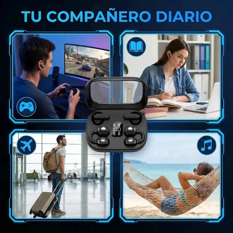 AUDIFONOS BLUETOOTH 2 EN 1 CON DISEÑO IMPERMEABLE Y DUAL - 4