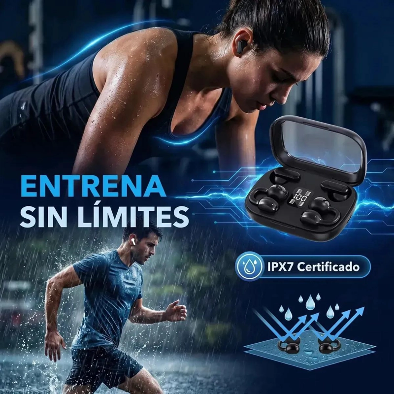 AUDIFONOS BLUETOOTH 2 EN 1 CON DISEÑO IMPERMEABLE Y DUAL - 6