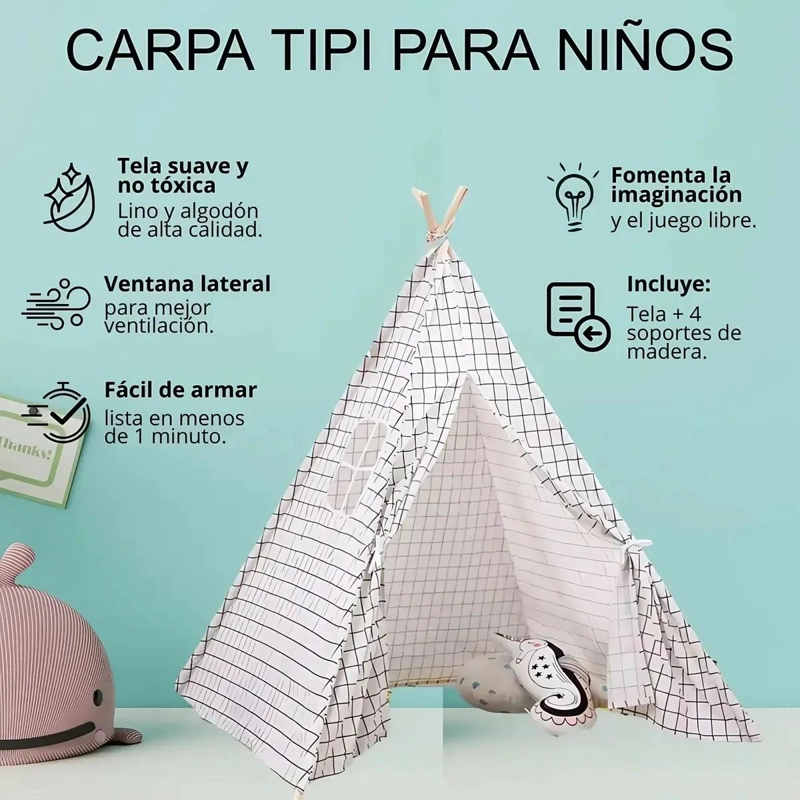 CARPA TIPI INFANTIL PARA JUGAR Y DECORAR HABITACIONES - 5